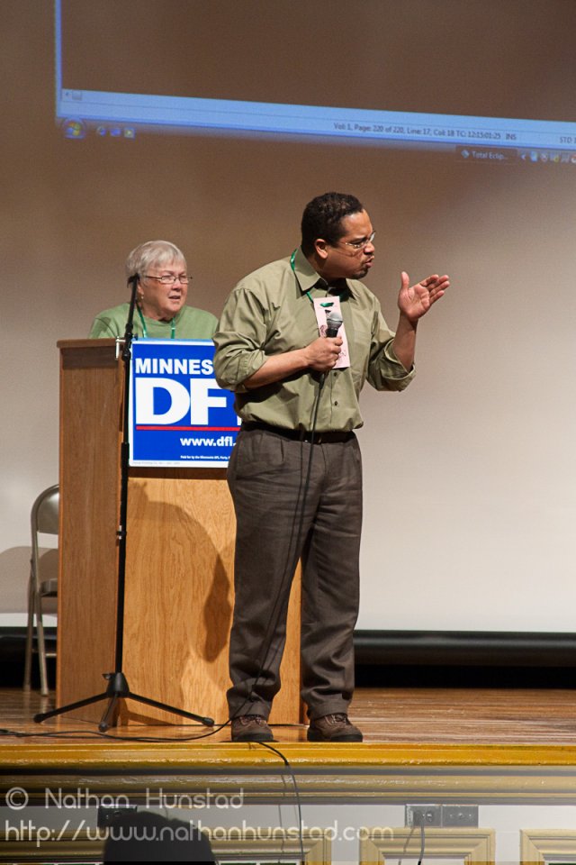Congressman Keith Ellison talks at the SD59 convention